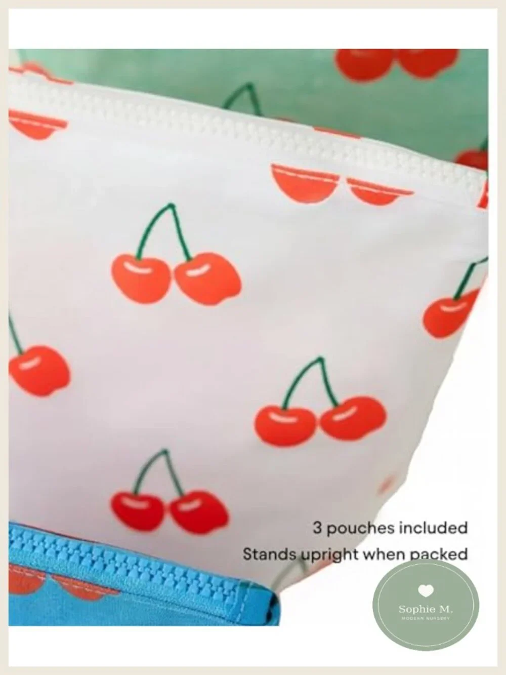 3-Piece Nylon Gusseted Zipper Pouch Set for Diaper Bag Organizer